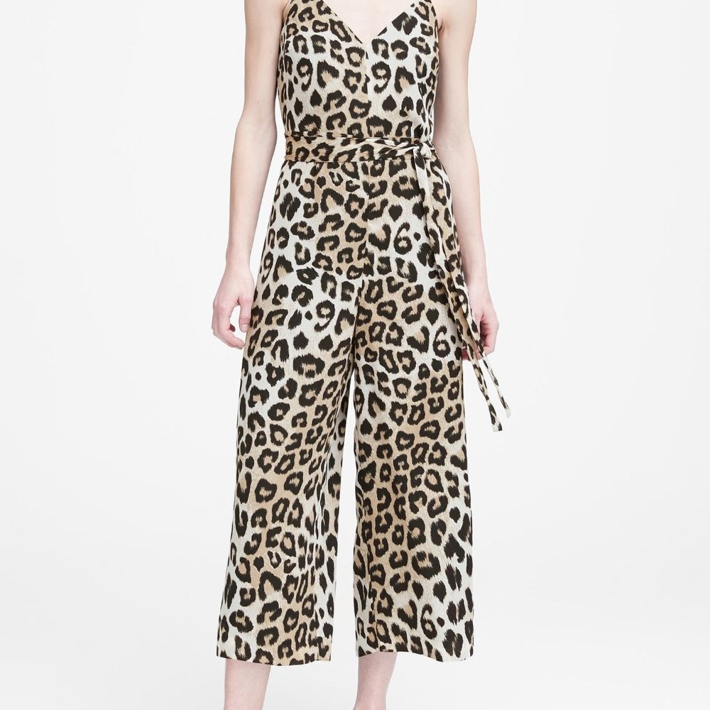 Banana Republic Leopard Print Wide Leg Jum…